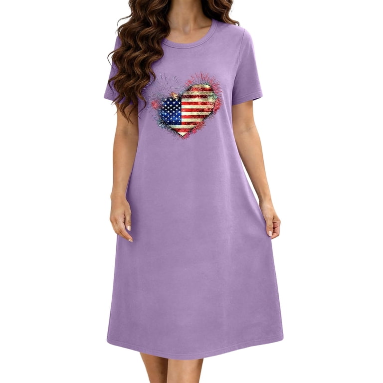 purple oversized t shirt dress NO.257 Women's Crew Neck Short Sleeve Ruched Circle Dress, T-Shirt Dress in Purple