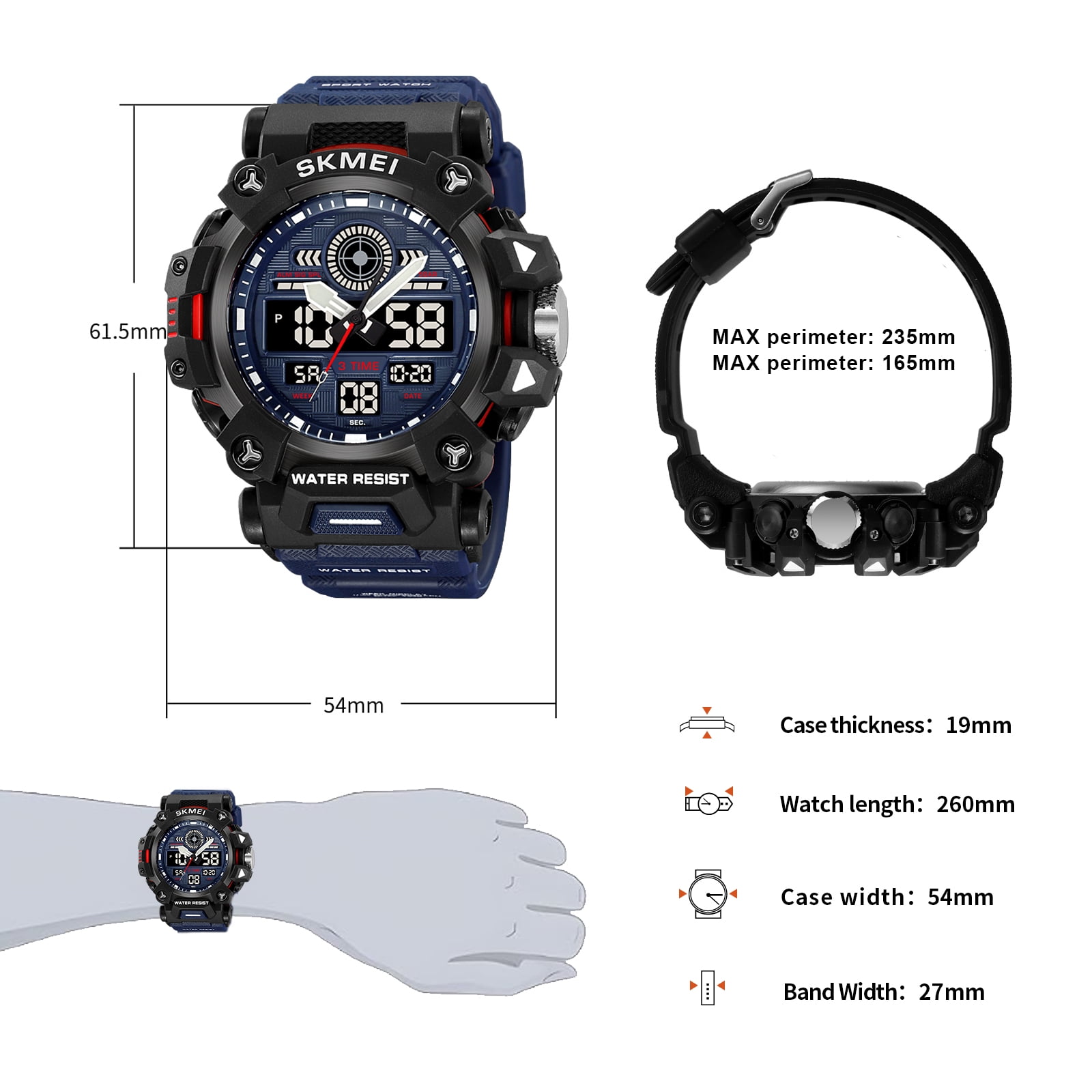 Wrist Watch Skmei 1545 SMAEL Men's Analog Digital Green Cord Wrist