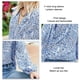 thumbnail image 5 of Camiseta de manga larga para mujer, jersey con cuello en V, manga acampanada, Top estampado para mujer, Tops sueltos informales con estampado azul S, 5 of 6