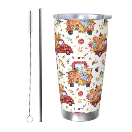 

Tideii Watercolor Fall for 20OZ Car Cup Stainless Steel Cold and Hot Cup with Lid Suitable for Outdoor and Home Unisex-Straw Two-piece Set