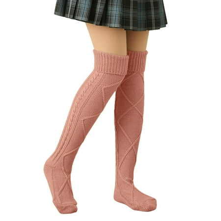 

wofedyo Socks For Women Women Casual Wool Pile Socks Soild Color Oer Knee Woolen Stockings Wool Socks For WomenD