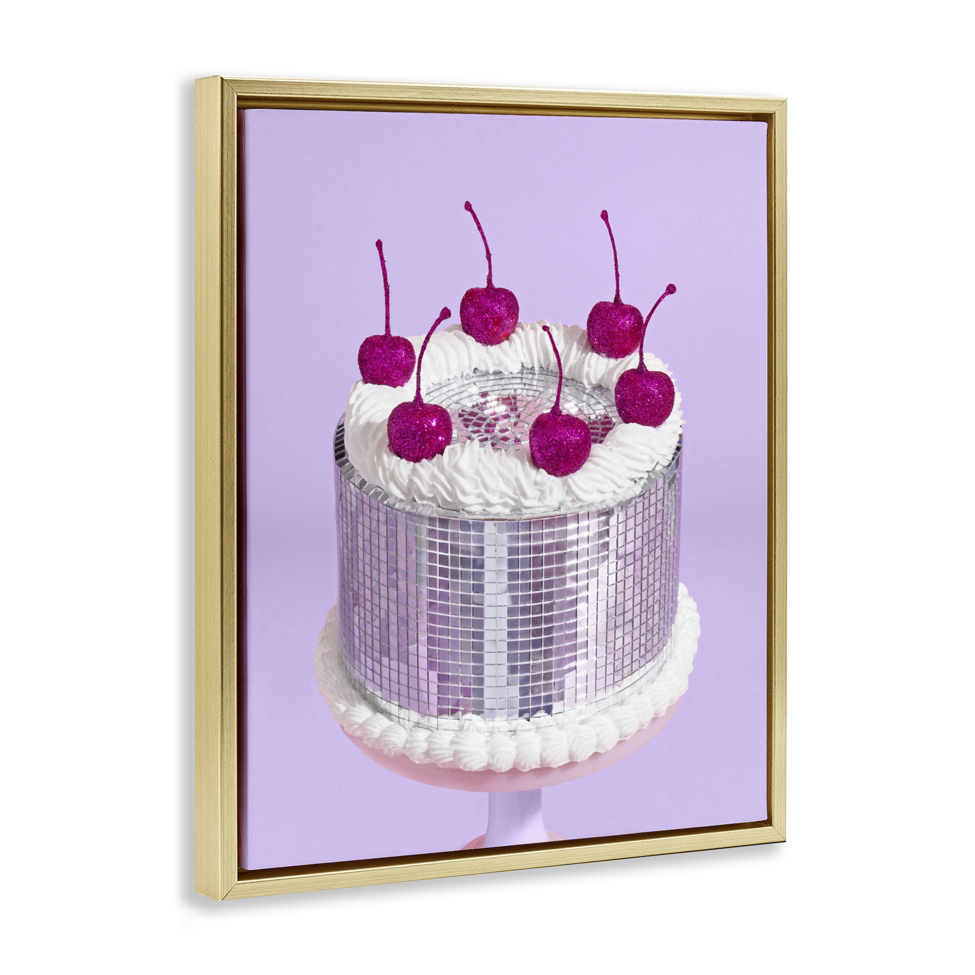 Stupell Industries Gleaming Disco Cake Gold Framed Floater Canvas Wall Art, design by LISH Creative