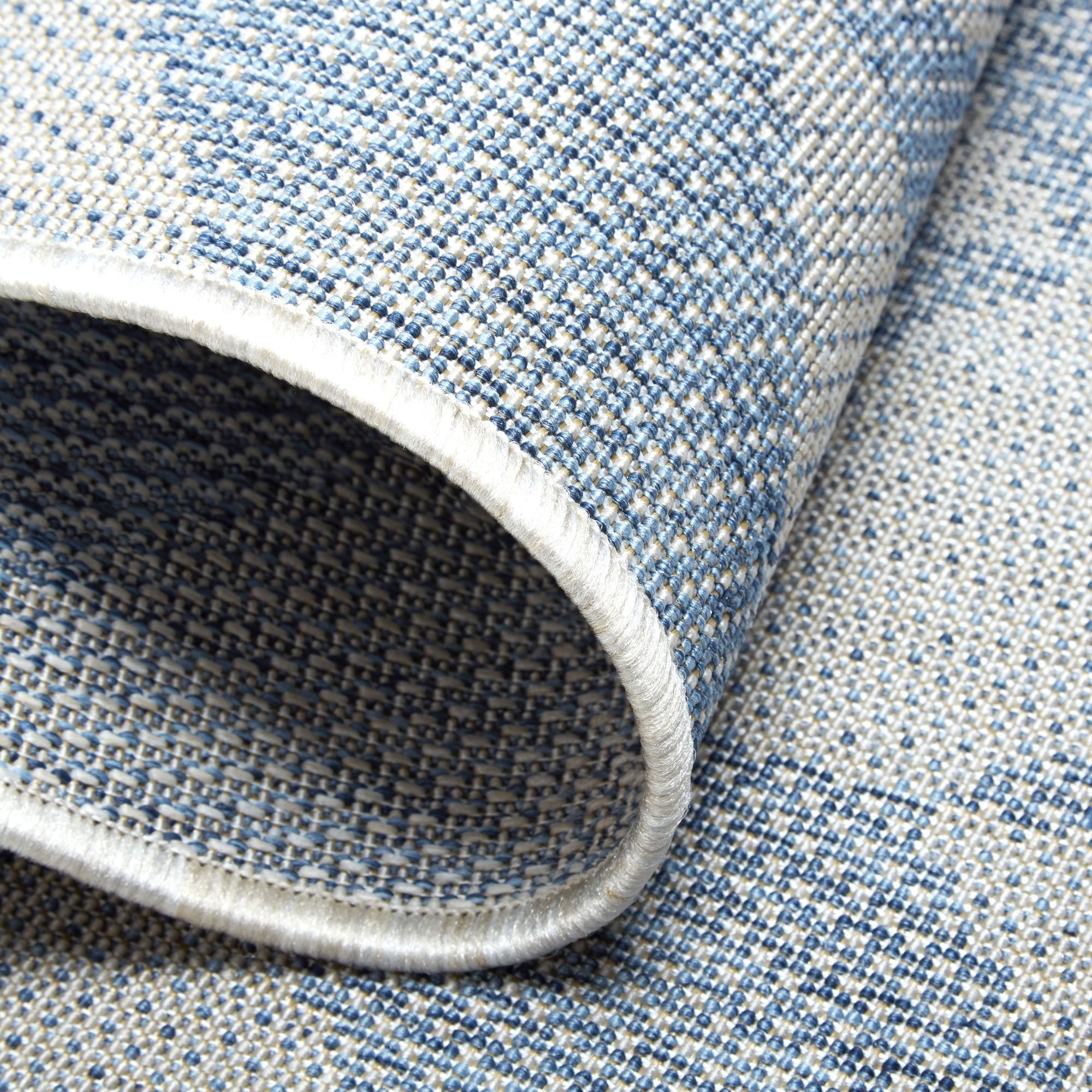 Nicole Miller New York Patio Country Calla Contemporary Herringbone Indoor/Outdoor Runner Area Rug, Blue/Grey, 1'9"x7'2"