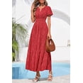 thumbnail image 3 of PRETTYGARDEN Womens Boho Maxi Dress Floral Summer Spring Short Sleeve V Neck A Line Embroidered Beach Vacation Dresses, 3 of 8