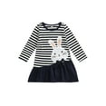thumbnail image 1 of Faithtur Robe de Printemps pour Petite Fille Manches Longues Col Rond Nœud devant Robe Ample Rayée, 1 of 8