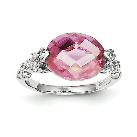 - Sterling Silver Pink and Clear CZ Ring