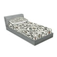 thumbnail image 2 of Ambesonne Floral Fitted Sheet & Pillow Sham Set, Spring Foliage Ethnic, Twinxl, Cream Grey, 2 of 2