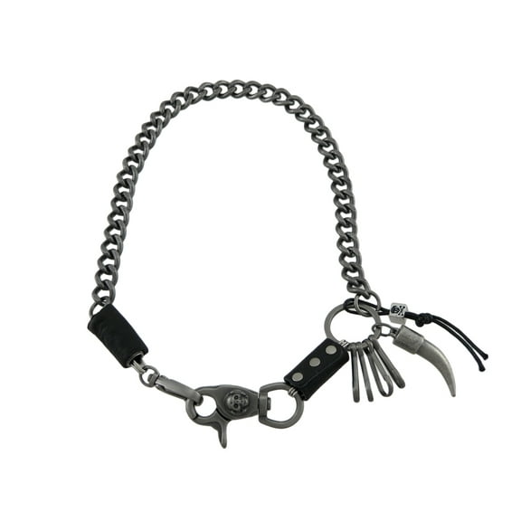 Industrial Gunmetal Finish 24 Inch Link Wallet Chain Black Leather Accents