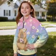 thumbnail image 3 of Uorisanigo Girls Half Zip Pullover Sweatshirt Soft Lightweight Rainbow Daisy Capybara Half Zipper Crop Tops Size 9-10 Long Sleeve Lapel Zipper Sweatshirt Oversized Workout Shirts, 3 of 7