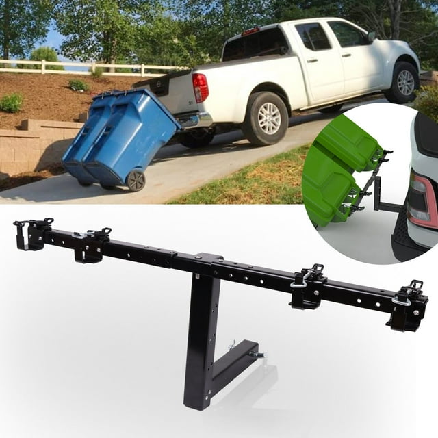 ELITEWILL 2" Double Can Receiver Mounted Garbage Can Hauling Device Garbage towing Device