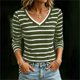 thumbnail image 1 of Neewe 3/4 Length Striped Sleeve Womens Tops Dressy V Neck Collared Shirts Trendy Business Casual Work Blouses Daily Outfits 2026, 1 of 7