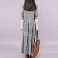 thumbnail image 6 of Cotton Linen Maxi Dress for Women Casual Long Sleeve Crew Neck Long Dresses Flowy Boho Beach Vacation Sundress Gray M, 6 of 7