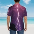 thumbnail image 6 of Fotbe Thunderstorm Violet Purple Hawaiian Shirt For Men Unisex Summer Beach Casual Short Sleeve Cotton Linen Button Down Shirts-Large, 6 of 9