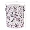 thumbnail image 2 of Sea Team 19.7 x 15.7 Inches Large Sized Folding Cylindric Canvas Fabric Laundry Hamper Storage Basket with Floral Pattern, Purple & Grey, 2 of 7