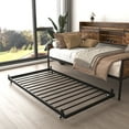thumbnail image 6 of Miniyam Twin Daybed with Trundle, LED Headboard, USB Charging, Barn Door Storage for Adult, 6 of 7