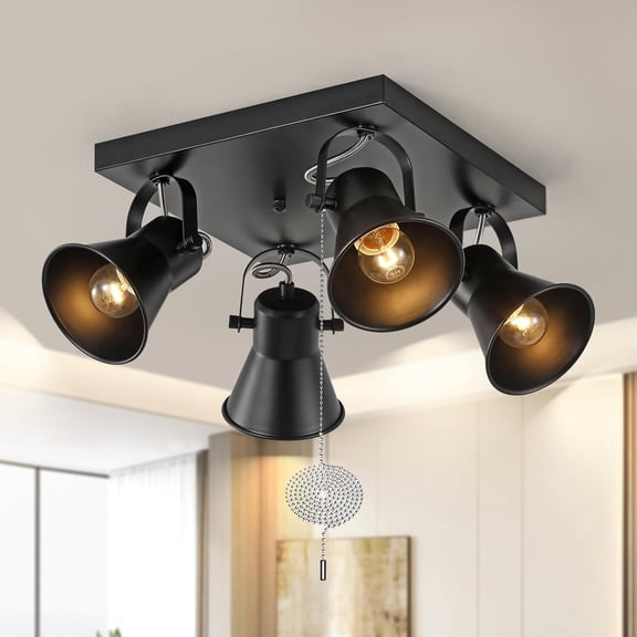 KEESFU 7.4 in 4-Light Black Adjustable Square Corded Electric Track Lighting Sets