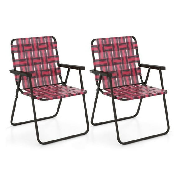 Folding Beach Chair Camping Chair, Portable Lawn Chair with Webbing Seat, Heavy Duty Steel Frame, 265lbs Capacity, Outdoor Concert & Picnic