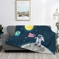 thumbnail image 2 of Naloa Astronaut With USA Flag Flannel Blankets - Thick and Warm Blanket for Winter, Soft Fuzzy Plush King Blanket for All Seasons80"x60", 2 of 6