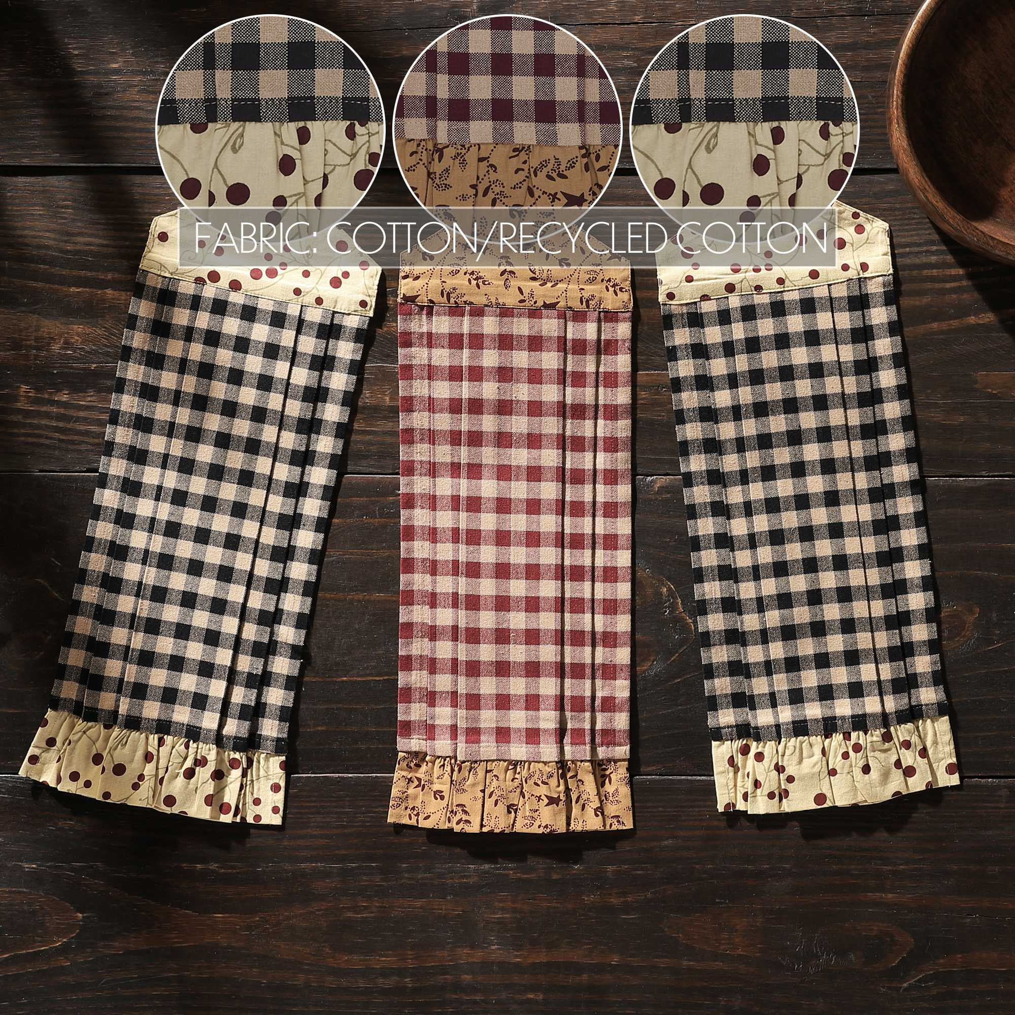 VHC Brands Cotton Pip Vinestar Button Loop Kitchen Towel Set of 3, Hanging Kitchen Towel, Pleated, Bath, Kitchen, Pip Vinestar Collection, Rectangle 21x7, Natural