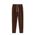 thumbnail image 3 of LWavelet Elastic Waist Straight Leg Pants with Drawstring & Pockets Soft Stretchy Casual Lounge Trousers Coffee 2XL, 3 of 4