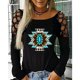 thumbnail image 2 of Tops con hombros descubiertos para mujer, blusa estampada retro con cuello redondo, camisa tipo túnica de manga larga, camisetas informales sueltas Fridja  hkj1756, 2 of 7