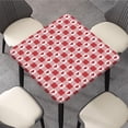 thumbnail image 3 of Valentine''s Day Fitted Tablecloth Square, Red Heart Sweet Love Elastic Edge Decor Table Clothes Waterproof Wrinkle Resistant Polyester Table Cover for Garden Patio Picnic Use, Fits 36" x 36" Table, 3 of 6