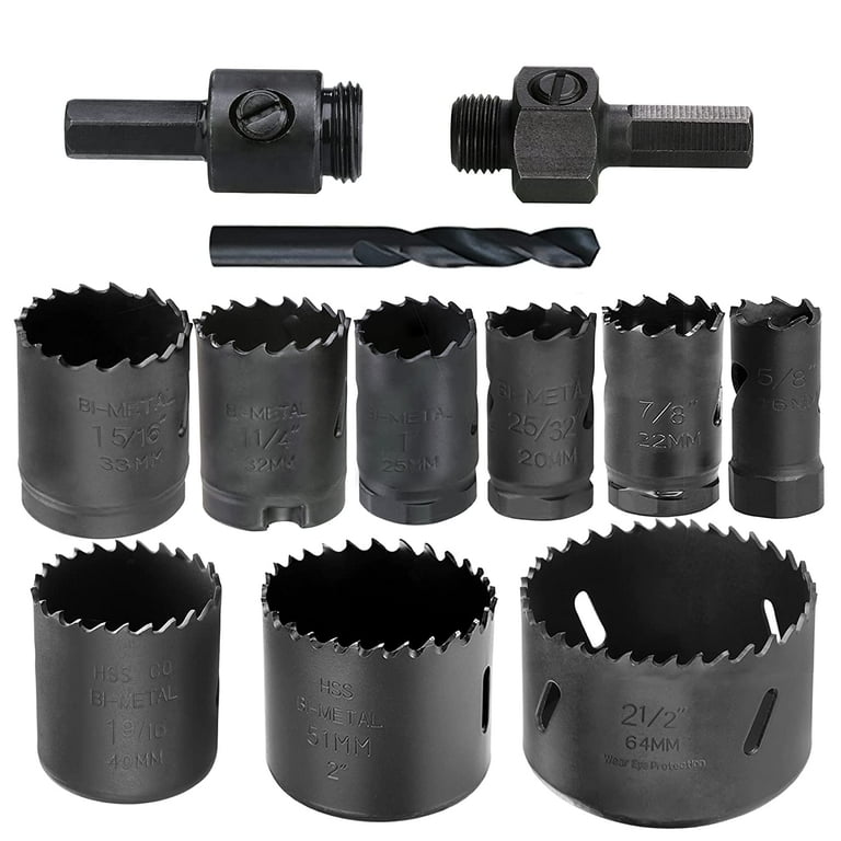 3 4 to 2 1 2 Inch Bi Metal HSS Hole Saw Kit 9 Hole Saws for Wood