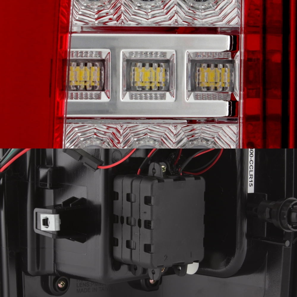 AKKON - For 2015-2022 Chevy Colorado / GMC Canyon Full LED Daytime Running Lamp Bar Tail Lights Chrome Housing Red Clear Lens Full Set