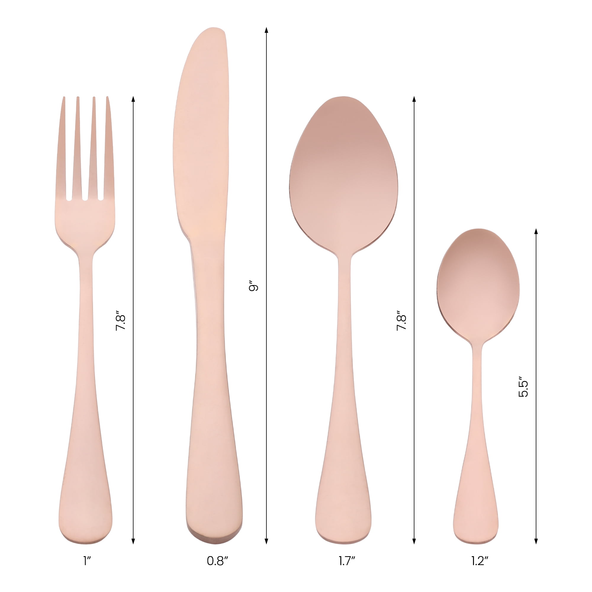 Unique Bargains 24 Pcs Stainless Steel Flatware Set with Supporting Shelf Rose Gold