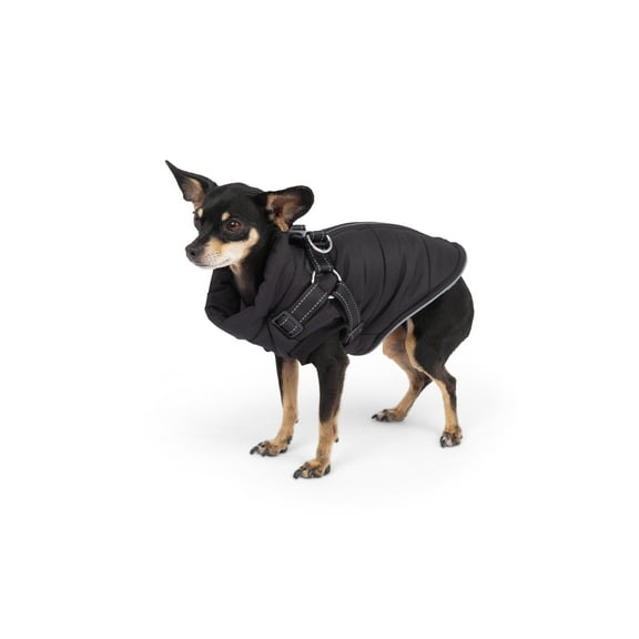 One Paw, Light Quilted Dog Vest with Harness, Black