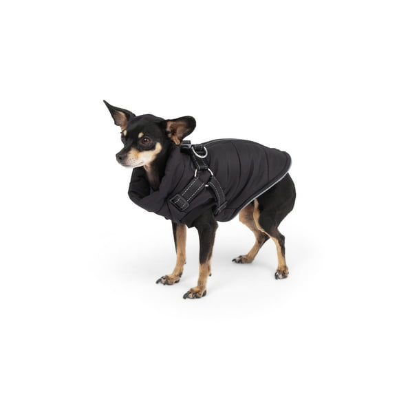 One Paw, Light Quilted Dog Vest with Harness, Black