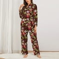 thumbnail image 2 of Pofeuu Leaf And Fruit Print Womens Pajamas Set Long Sleeve Sleepwear Button Down Nightwear Soft Pj Lounge Sets Button Down Pajamas Women-Large, 2 of 7