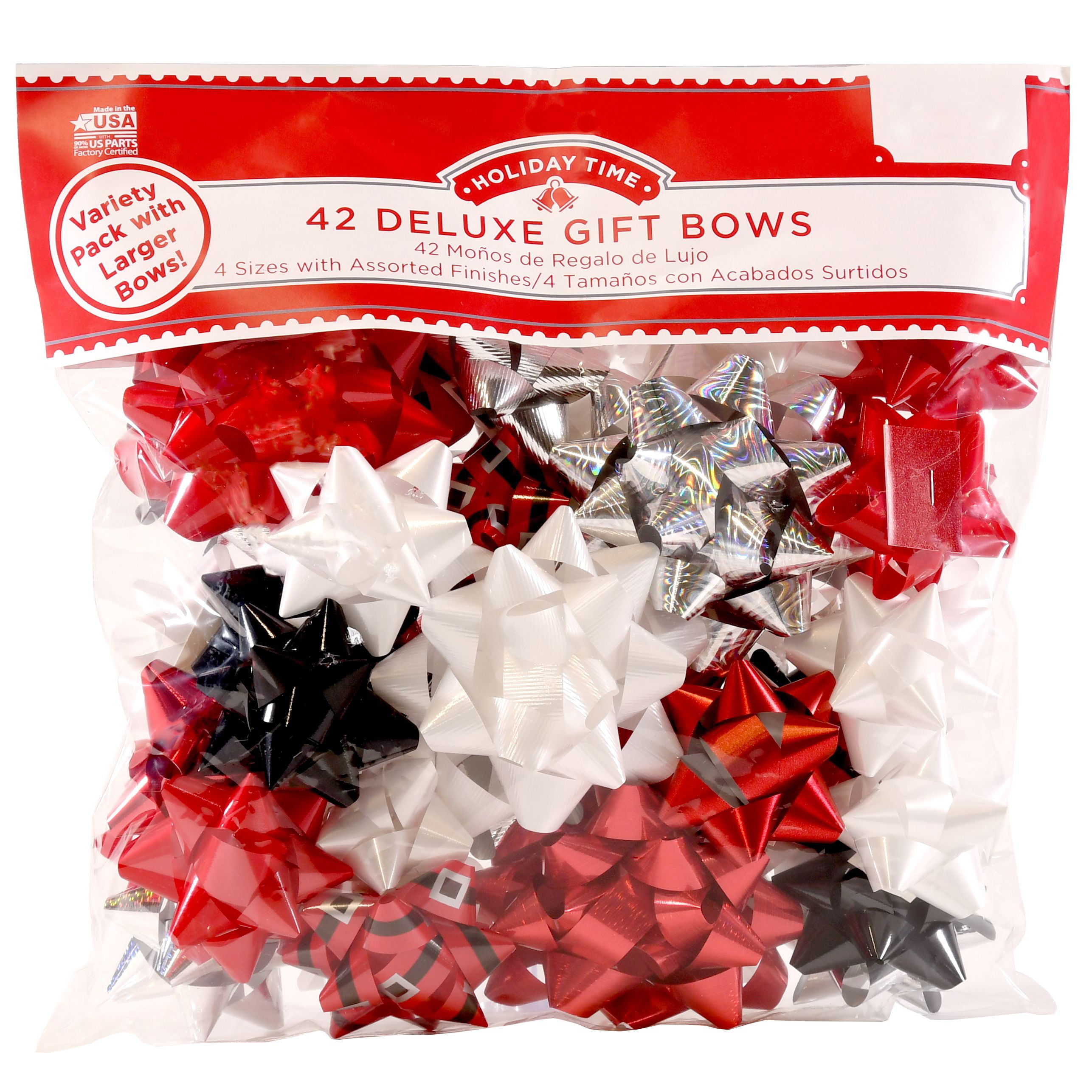 1 Bag Of Assorted Christmas Deluxe Bows 42 Bows Total New 