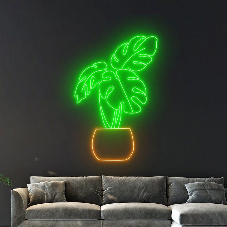 Handmadetneonsign Monstera Leaf Plant Neon Light, Leaves Plant Led