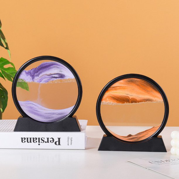 Art Three-dimensional Quicksand Painting Ornaments Living Room Porch Home Decoration Office Desktop Decompressed Glass HourglassL YellowChina He Qiyong unisex