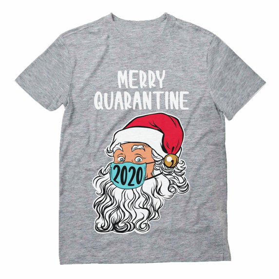 Tstars Mens Merry Quarantine 2020 Santa Claus Face Mask Ugly Christmas Graphic T Shirt