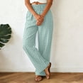 thumbnail image 4 of felwors Checkered Gingham Wide Leg Pants Women's Casual Comfort Fit with Drawstring Waist (Green, XXL), 4 of 8