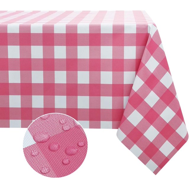 LAICAIW 100% Waterproof Vinyl Table Cloth, Oil-Proof Spill-Proof PVC Rectangle Tablecloth, Wipeable Plastic Table Cover for Outdoor, Picnic, Camping