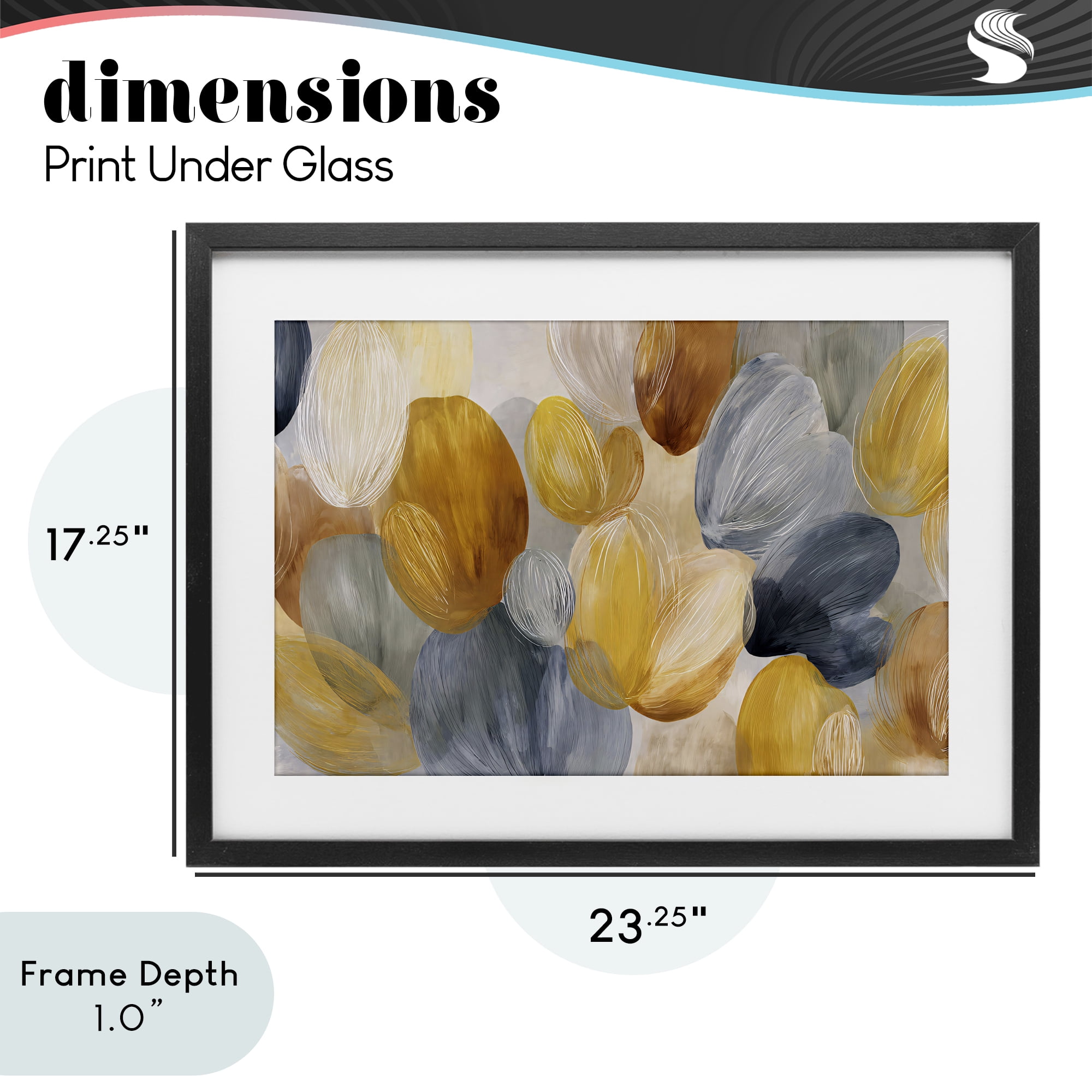 Stupell Industries Warm Oblong Layered Shapes Black Framed Print Under Glass, design by Jacky Ngan