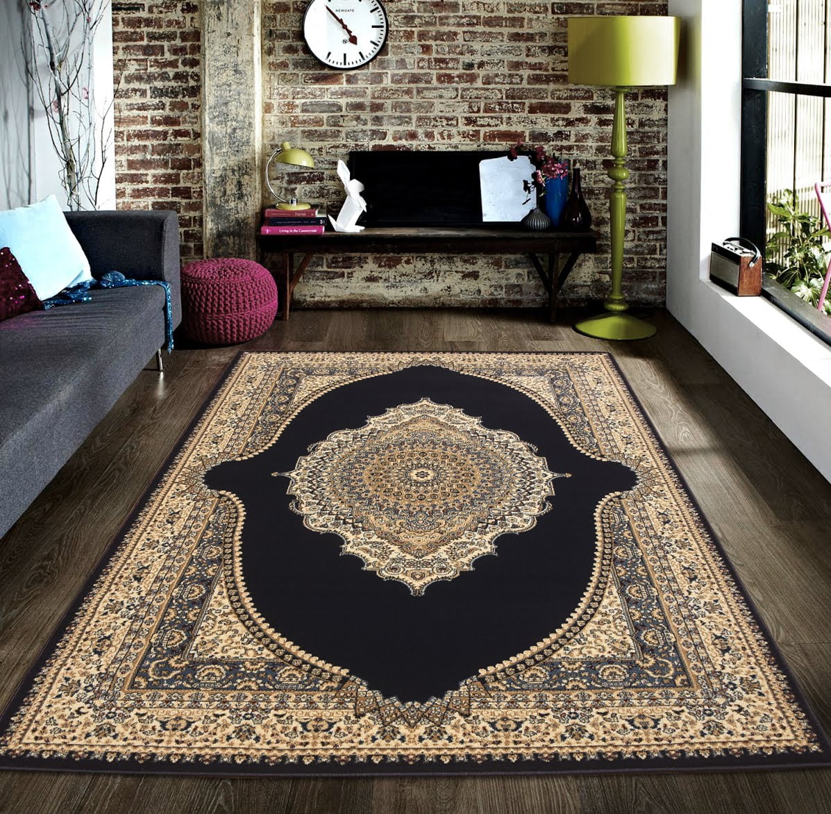 Persian Style Traditional Oriental Medallion Area Rug Empire 600 Beige