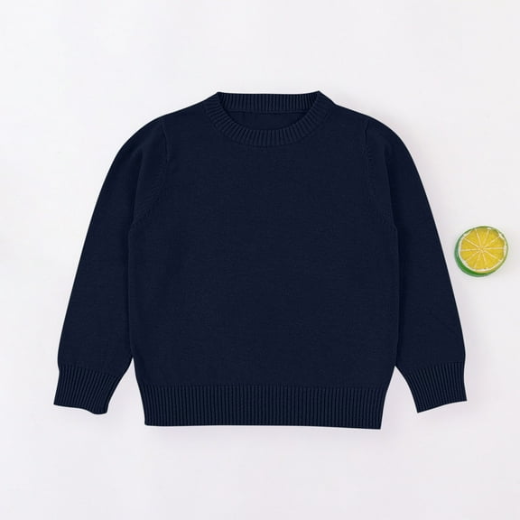 ATOGUTA Sweaters for Girls Lightweight Long Sleeve Sweater Crewneck Button Up Knit Sweaters for Boys Navy, Size 1T-9