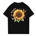 thumbnail image 2 of NAMTYQX Graphic Tees for Women Trendy Plus Size Short Sleeve Soft O-Neck Pattern Hawaii Baggy Lightweight Gemusterte Womens Spring Tops Black Size M, 2 of 4