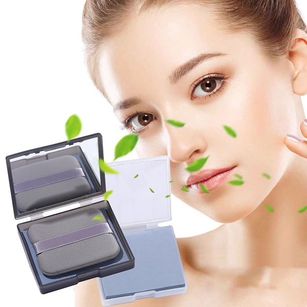 onlyliua Liquidación Espejo con Borlas para Maquillaje, Cinta de Papel Absorbente de Aceite, Control de Aceite Facial, Caja Portátil