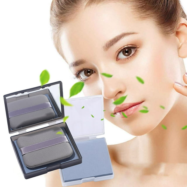 Dvkptbk absorbing paper Oil Absorbing Paper Tape Powder Puff Mirror Facial Oil Control Makeup Portable Box