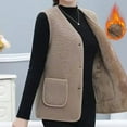 thumbnail image 4 of Weiqiqre Vest Tops for Women Winter Vest Fleece Comfy Regular Solid Cute Soft Waistcoat Jackets, 4 of 7
