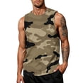 thumbnail image 2 of Clossjun Men's Tank Tops Mesh Quick Dry Sleeveless Shirts Lightweight Crew Neck Loose Fit Athletic Blouses For Work Out Gym Brown 3XL, 2 of 4