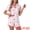 Pink, variant on Women's Pajama Sets Short Sleeves Bow Button Up Tops and Shorts S Hot Pink