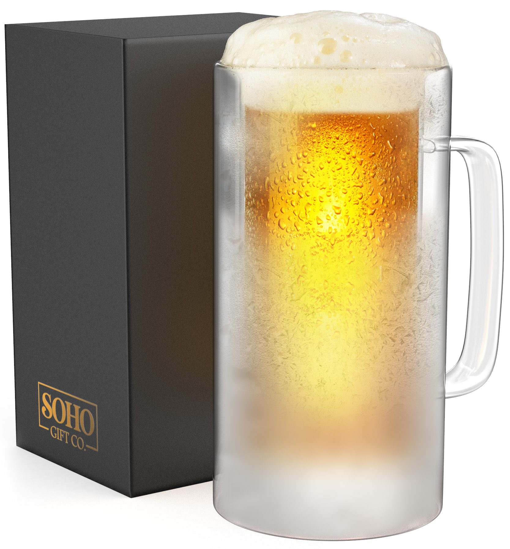 SoHo Insulated Beer Mug, Double Walled Freezer Cup for Ice Cold Drinks