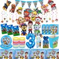 thumbnail image 2 of Juego de vajilla de la patrulla canina, decoración de fiesta de cumpleaños, pegatinas, pancarta LLavero de globos azules, de Mantel telón de fondo, recuerdos de fiesta para niños, 2 of 5