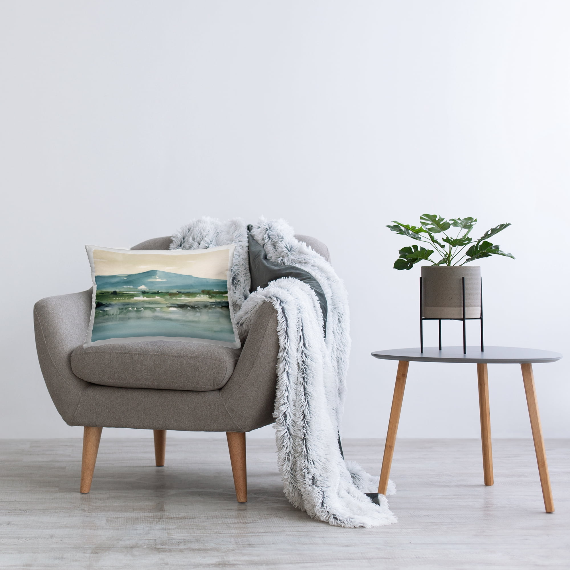 Stupell Industries Blue Mountain Watercolor Decorative Printed Throw Pillow Design by Ethan Harper .